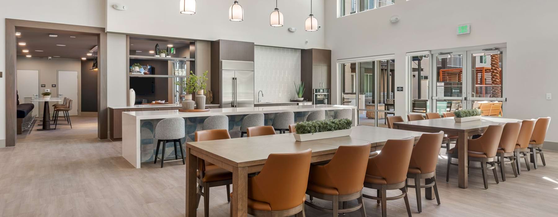 a spacious resident lounge and kitchen