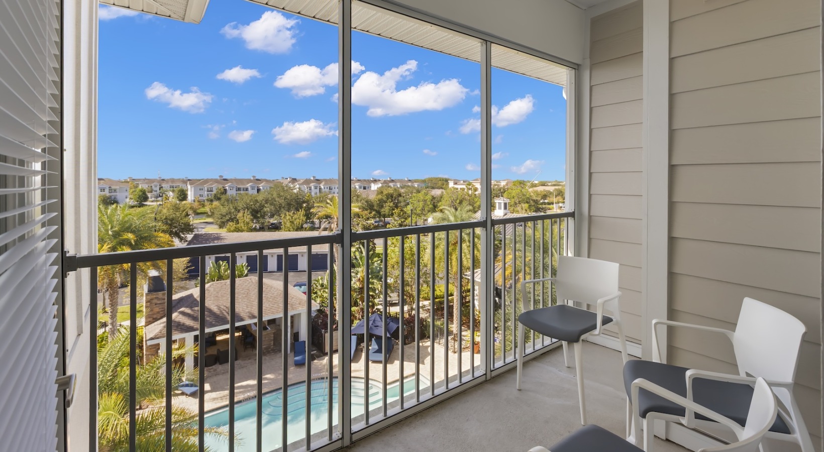 Generous balconies a spacious balcony with chairs
