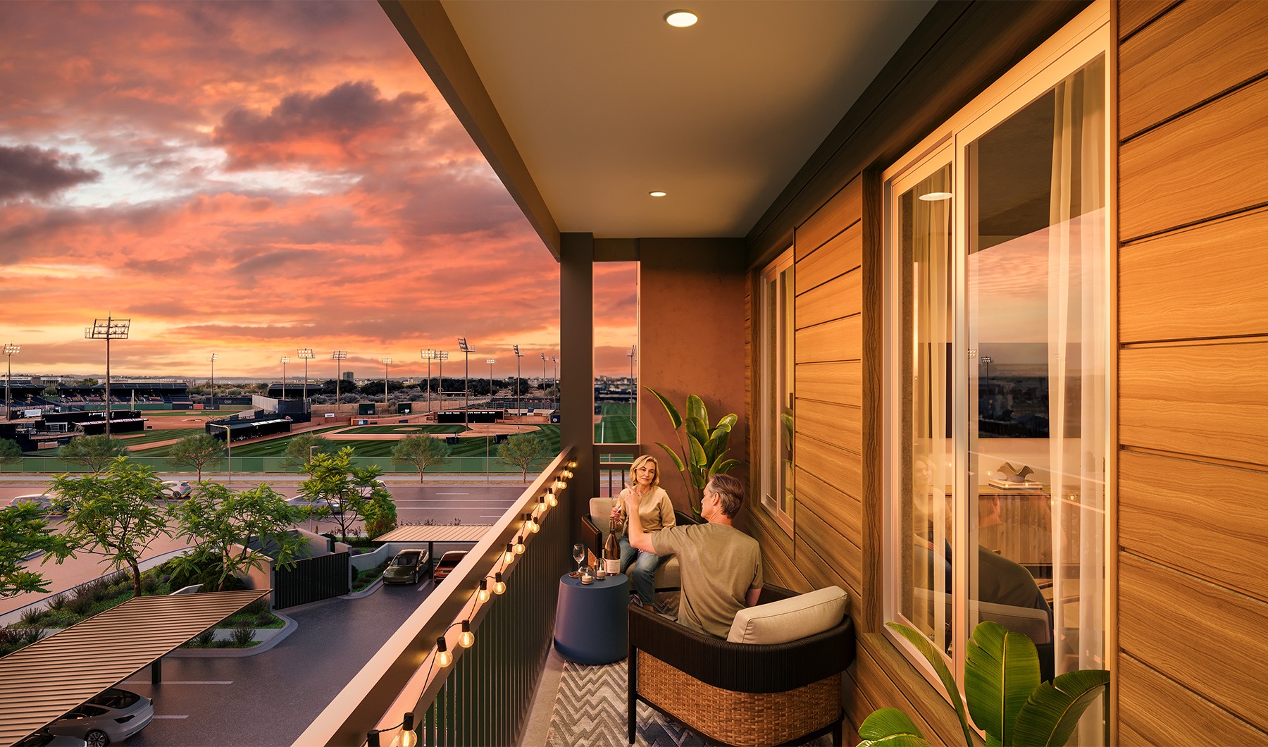 people enjoying the view on a balcony