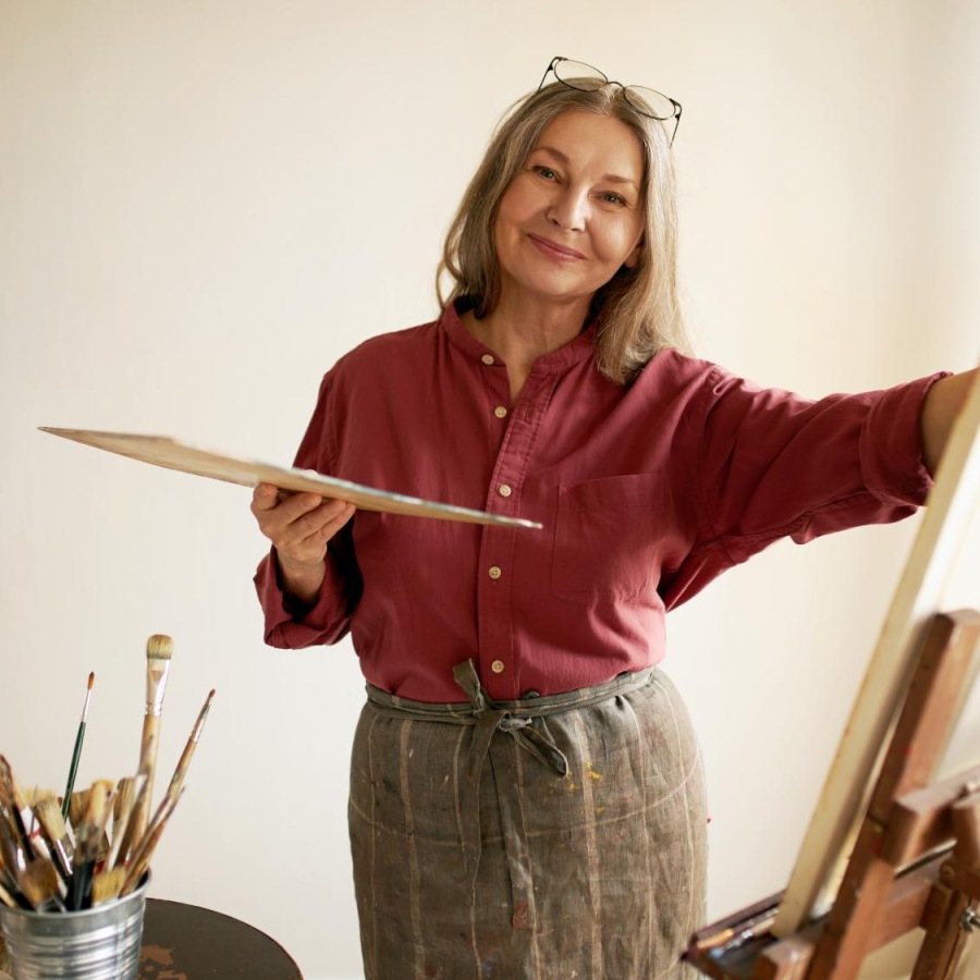 a person painting a picture