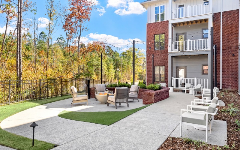 an outdoor fire pit area