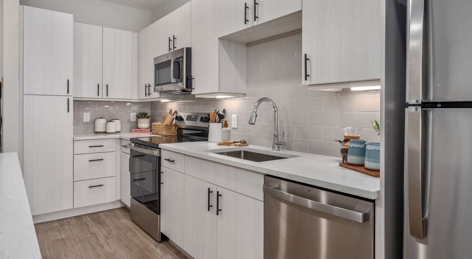 Well-lit kitchen with ample counter space