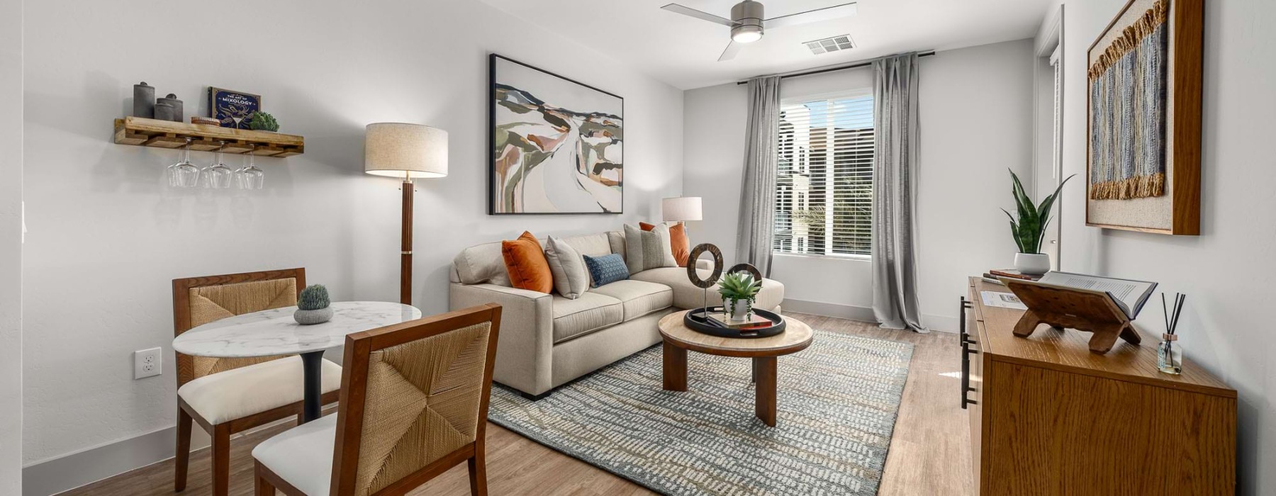 Open space living area with natural lighting