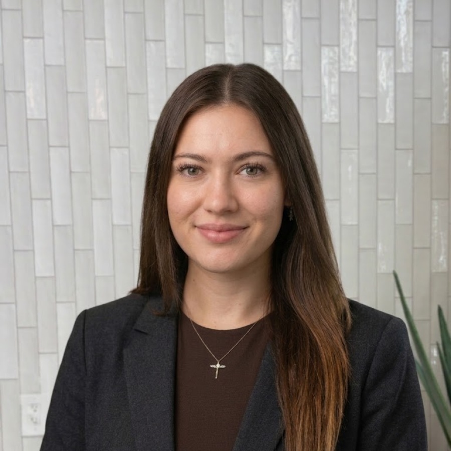 a woman smiling