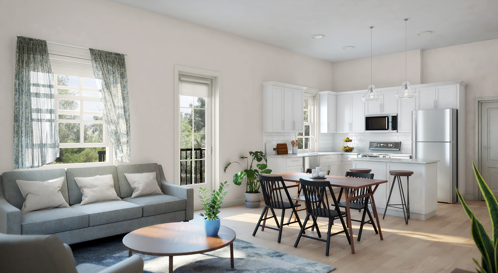 Wide open living areas flooded with natural light Livingroom