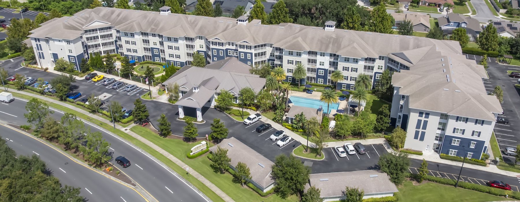 an aerial view of an apartment property