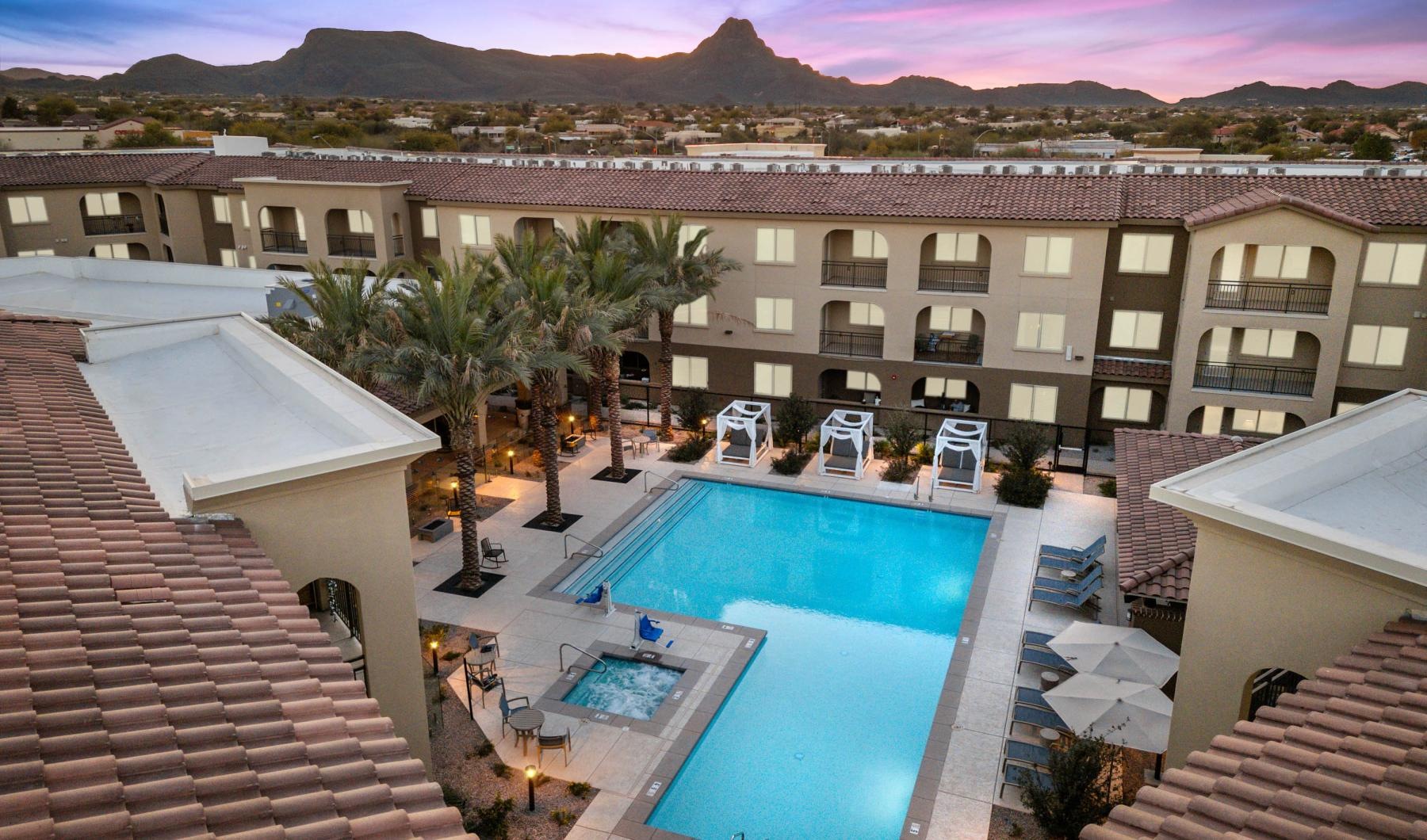 Sparkling swimming pool a pool in a courtyard
