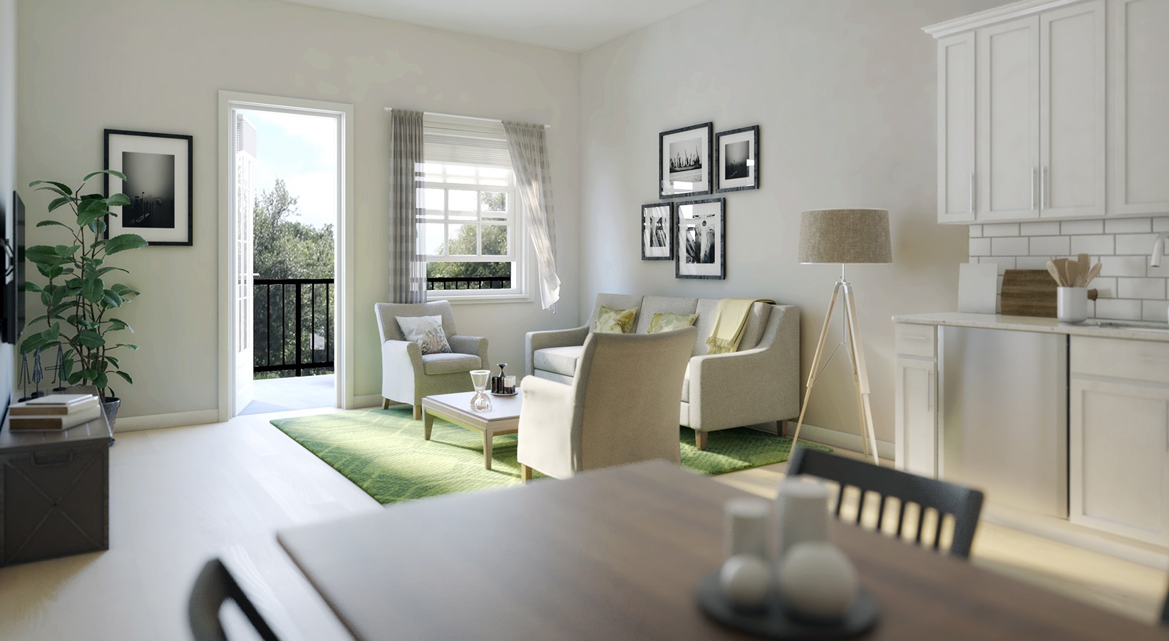 Generous living spaces with beautiful natural lighting livingroom