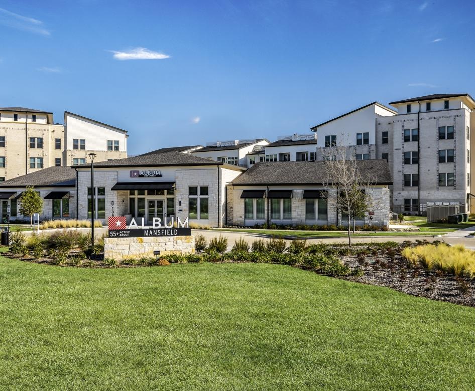 a building with a lawn in front