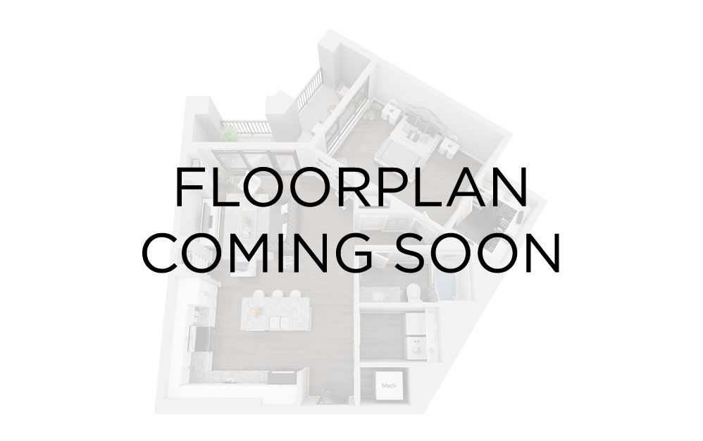 B1C - 2 bedroom floor plan layout with 2 bathrooms and 1025 square feet